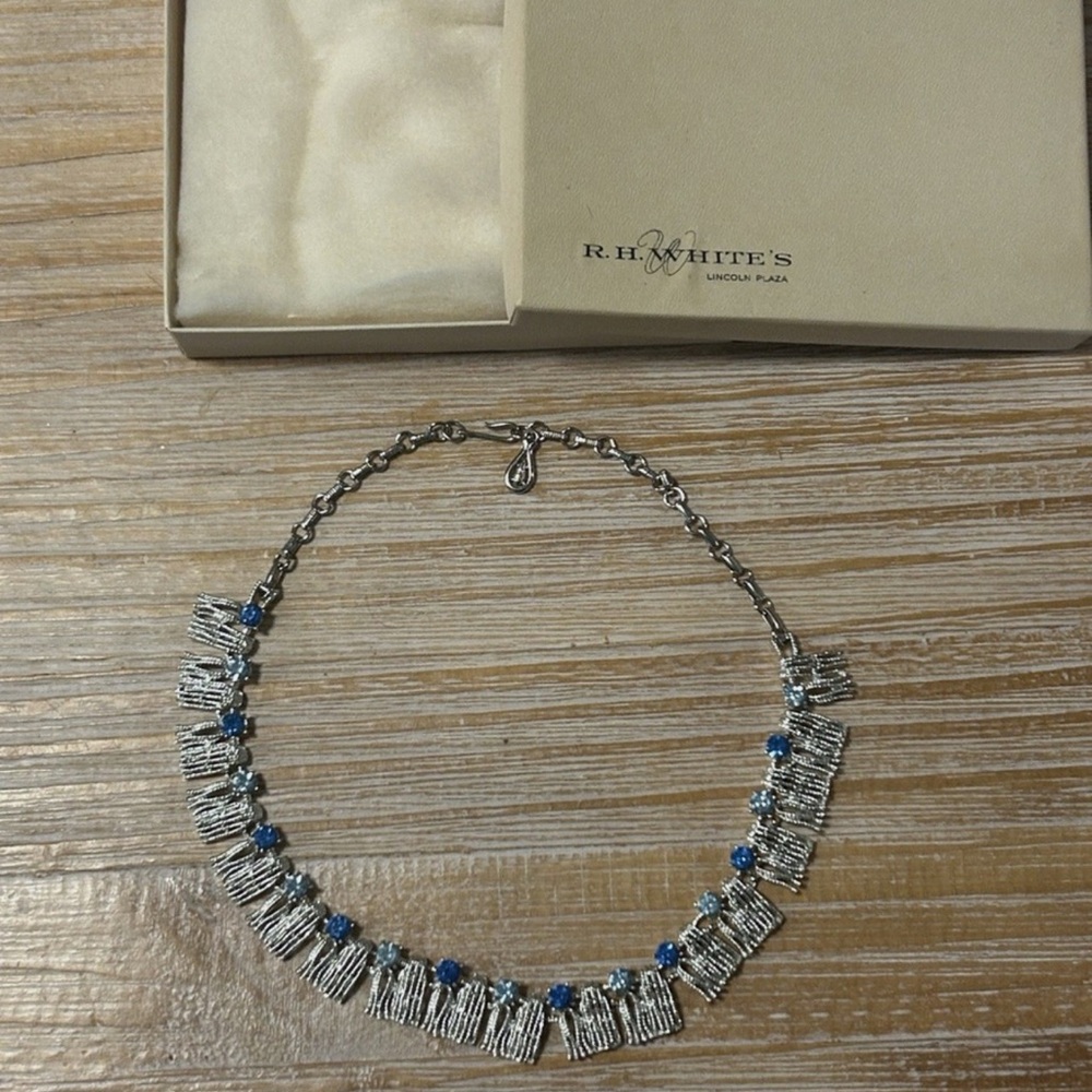 Coro Silver Necklace with Blue Accents